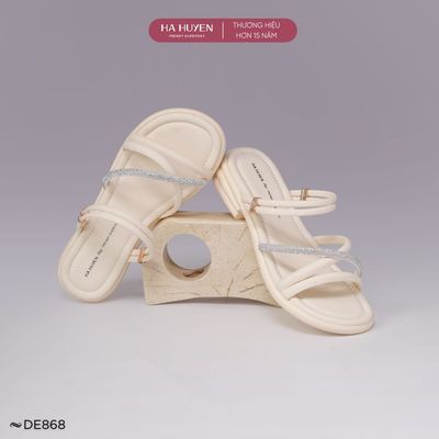 Dép sandal, dép đi biển nữ 3cm HÀ HUYỀN quai đá chéo đế cao 3 phân - DE868