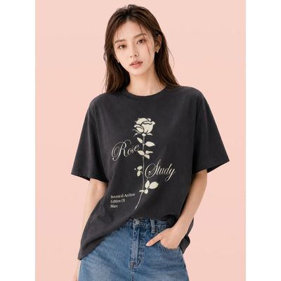 MARC FASHION_Áo thun oversize in hoa hồng_CBAT082644