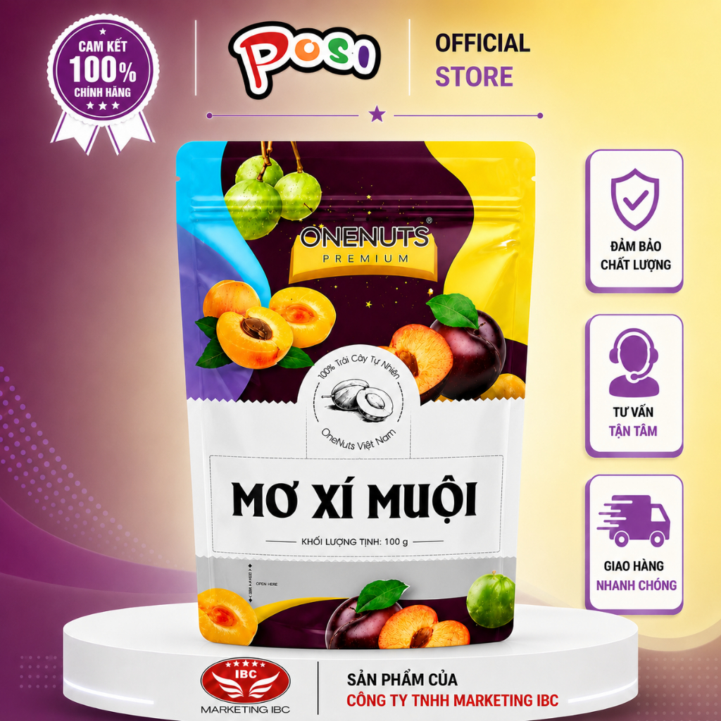 Mơ Xí Muội ONENUTS 100g – Chua Ngọt Hài Hòa, Thơm Ngon Khó Cưỡng – Posi Snack Store HCM