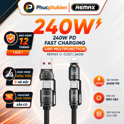 dây sạc 4 in 1 Remax C1 sạc 240w đa năng cho điện thoại lPhone Android máy tính bảng - Phúc Phụ Kiện