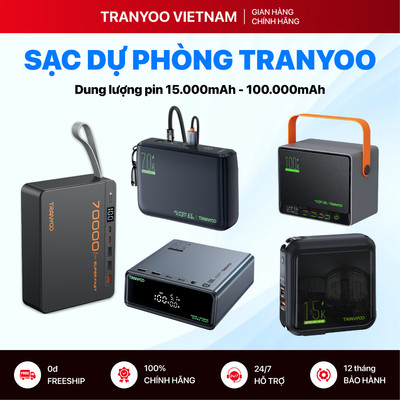 Pin Sạc Dự Phòng TRANYOO POWER BANK Max 100000mAh Sạc Công Suất Lớn, 5 Cổng 4 Thiết Bị Sạc Cùng Lúc