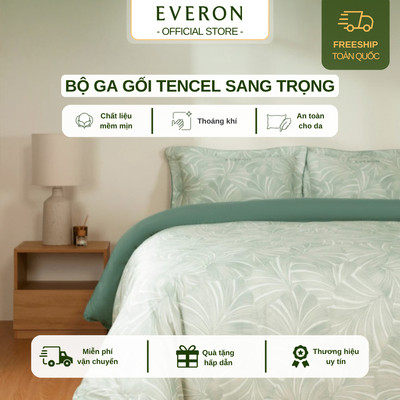 Bộ ga gối cao cấp Everon print hiện đại sang trọng (Bộ bốn mùa: 1 ga phủ+2 vỏ gối nằm+ 1 chăn bốn mùa- BST2026 Đơm Hoa)