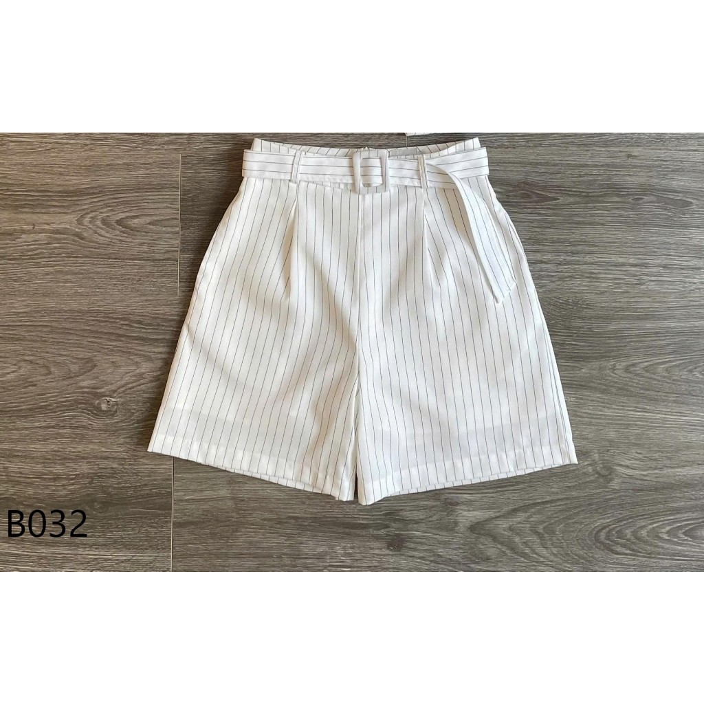 ViS Store - Quần short nữ sọc trắng kèm belt