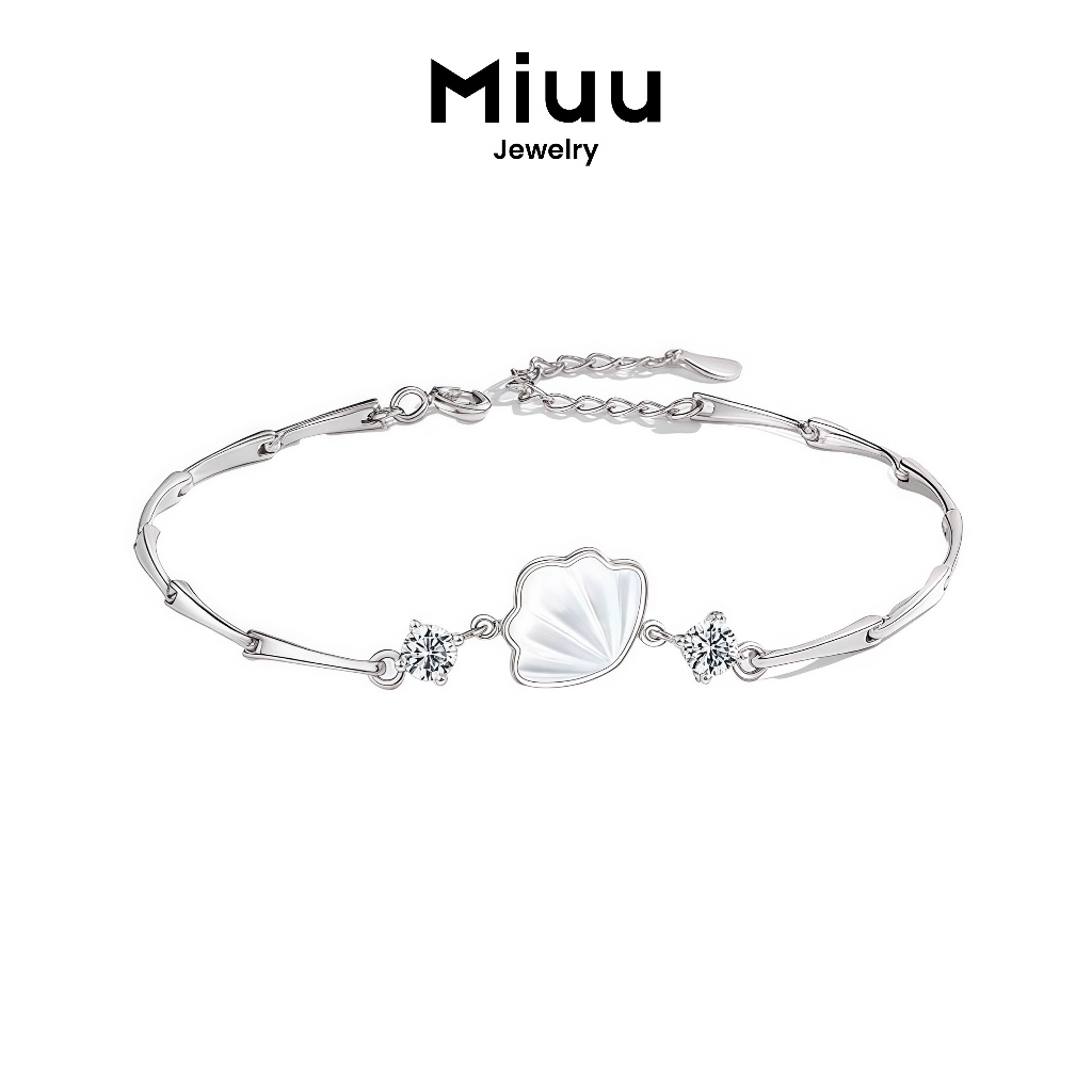 Vòng tay nữ Miuu Jewelry, lắc tay nữ vỏ sò đính đá Aquamarine FSC 27