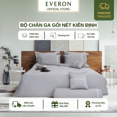 Bộ chăn ga gối Nét Kiên Định - EST25024 Everon ( chất liệu Tencel, họa tiết thêu) BST2025