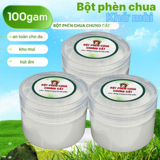 [3 hộp] 100gam Bột Phèn Chua Chưng Cất khử mùi dưới cánh tay áo.