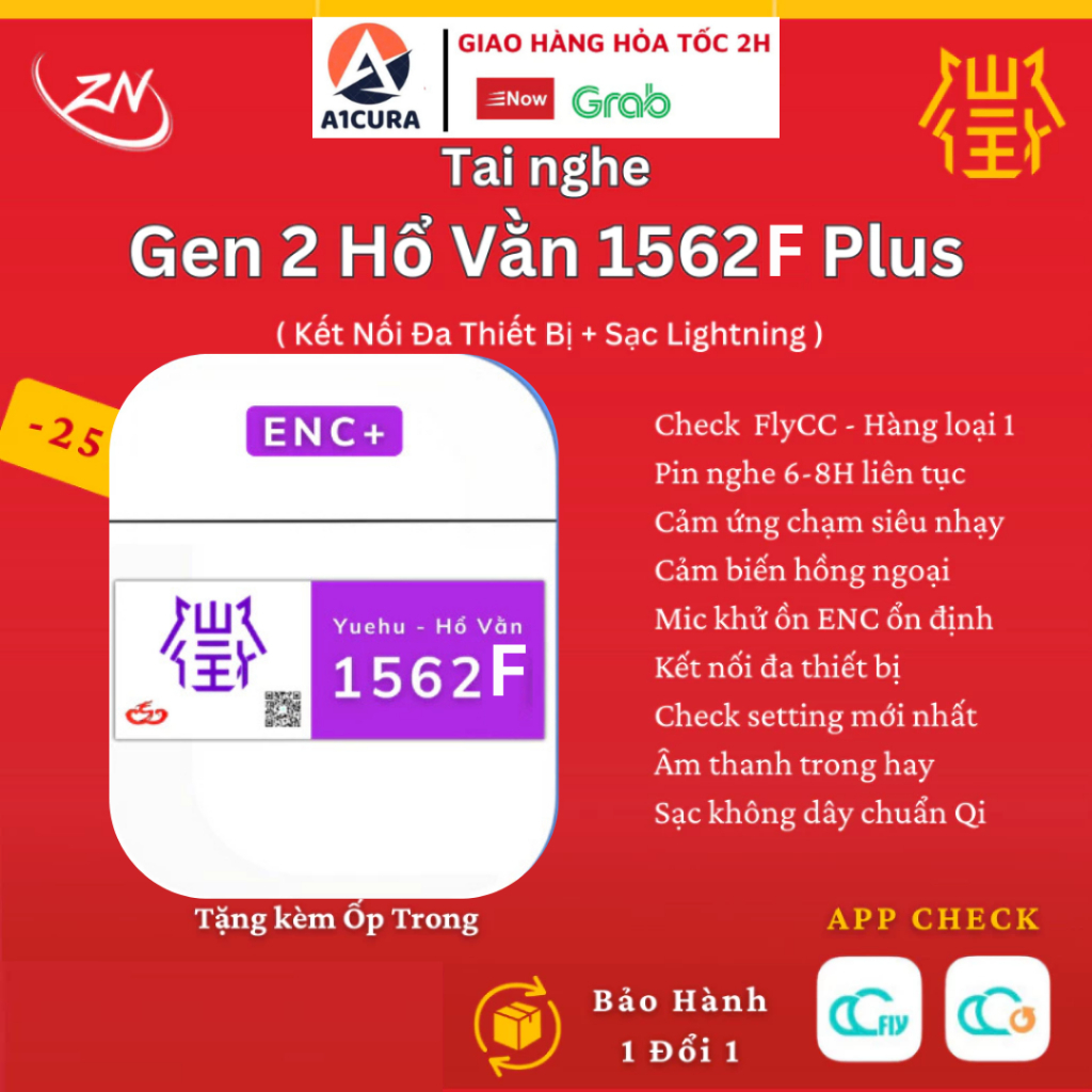 Tai Nghe Bluetooth Hổ Vằn AP2 1562 ENC,Pin 8h Cảm Biến Hồng Ngoại Kết Nối Đa Thiết Bị A1CURA