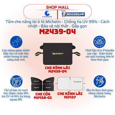[HỎA TỐC] Tấm che nắng cửa, kính lái xe ô tô Michelin M2439-04/M2438-01/M2437 - Cách nhiệt, Chống UV