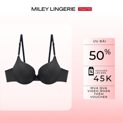 Áo Ngực Nữ Cotton Có Gọng Nâng Ngực Dark Grey Being Me Miley Lingerie - Mút Dày 2,5cm, Thoáng Khí