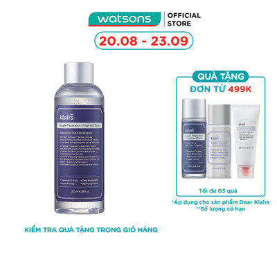 Nước Hoa Hồng Không Mùi Dear Klairs Supple Preparation Unscented 180ml
