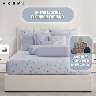 Bộ Ga Gối 5 Món Cao Cấp AKEMI Lyocell Flourish phối 2 màu 900 TC Vải Lyocell Mềm Mát, Thấm Hút Tốt, Chống Nhăn