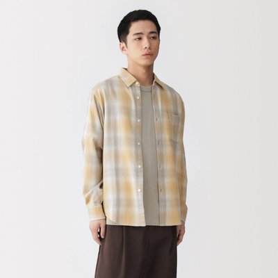 [26AW] MUJI Áo Sơ Mi Nam Vải Flannel Tay Dài