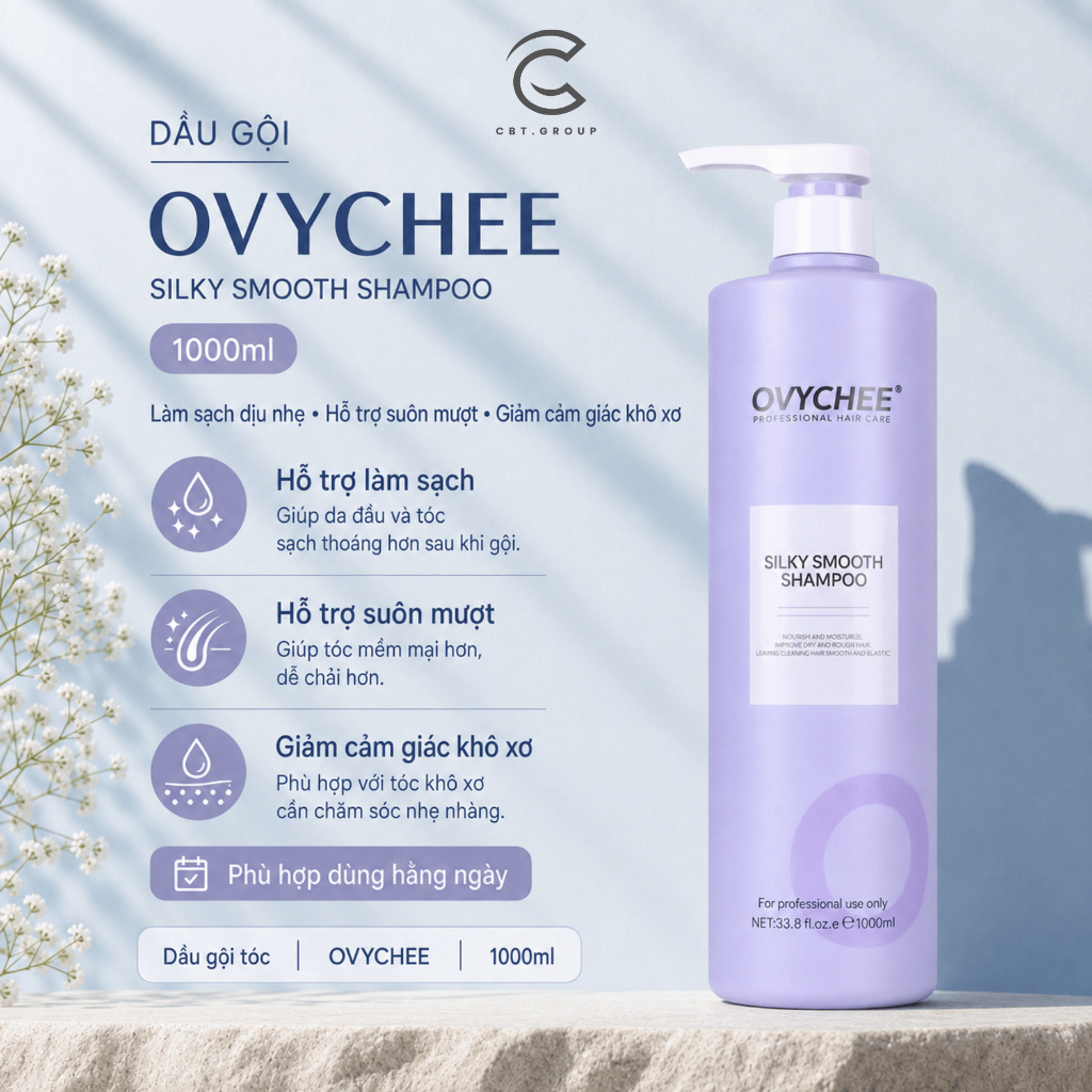 Dầu Gội OVYCHEE Silky Smooth Shampoo | Hỗ Trợ Sạch Gàu Dầu, Giảm Dầu Bết, Tóc Mềm Mượt.