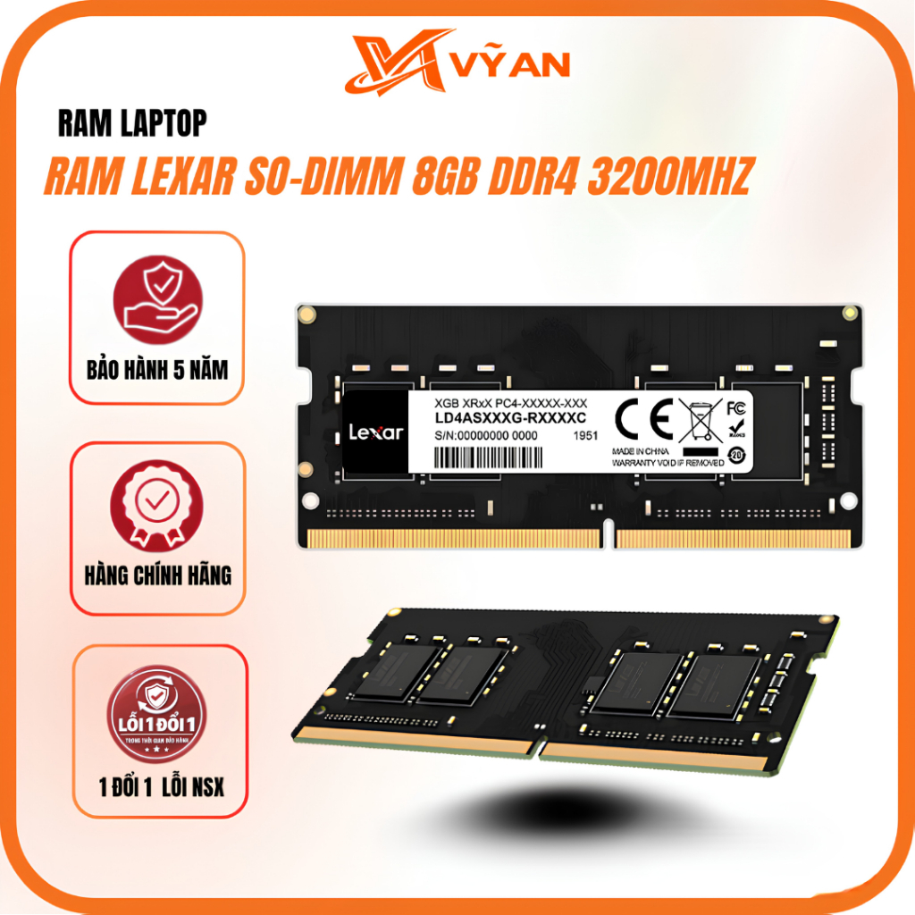 RAM Laptop Lexar (8GB / 16GB / Kit 32GB) SO-DIMM DDR4 Bus 3200 (LD4AS008G-B3200GSST) - Bảo Hành 60 T