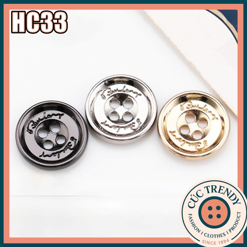 Combo 10c Cúc Áo Sơ Mi HC33 Size 11mm, Cúc Áo Kim Loại Cao Cấp Nam Nữ, Thời Trang Vest, Âu Lễ Phục