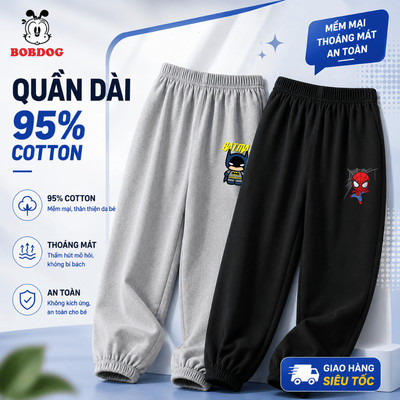 Quần dài bé trai BOBDOG dáng jogger chất thun co giãn mềm mịn in hình marvel cho bé