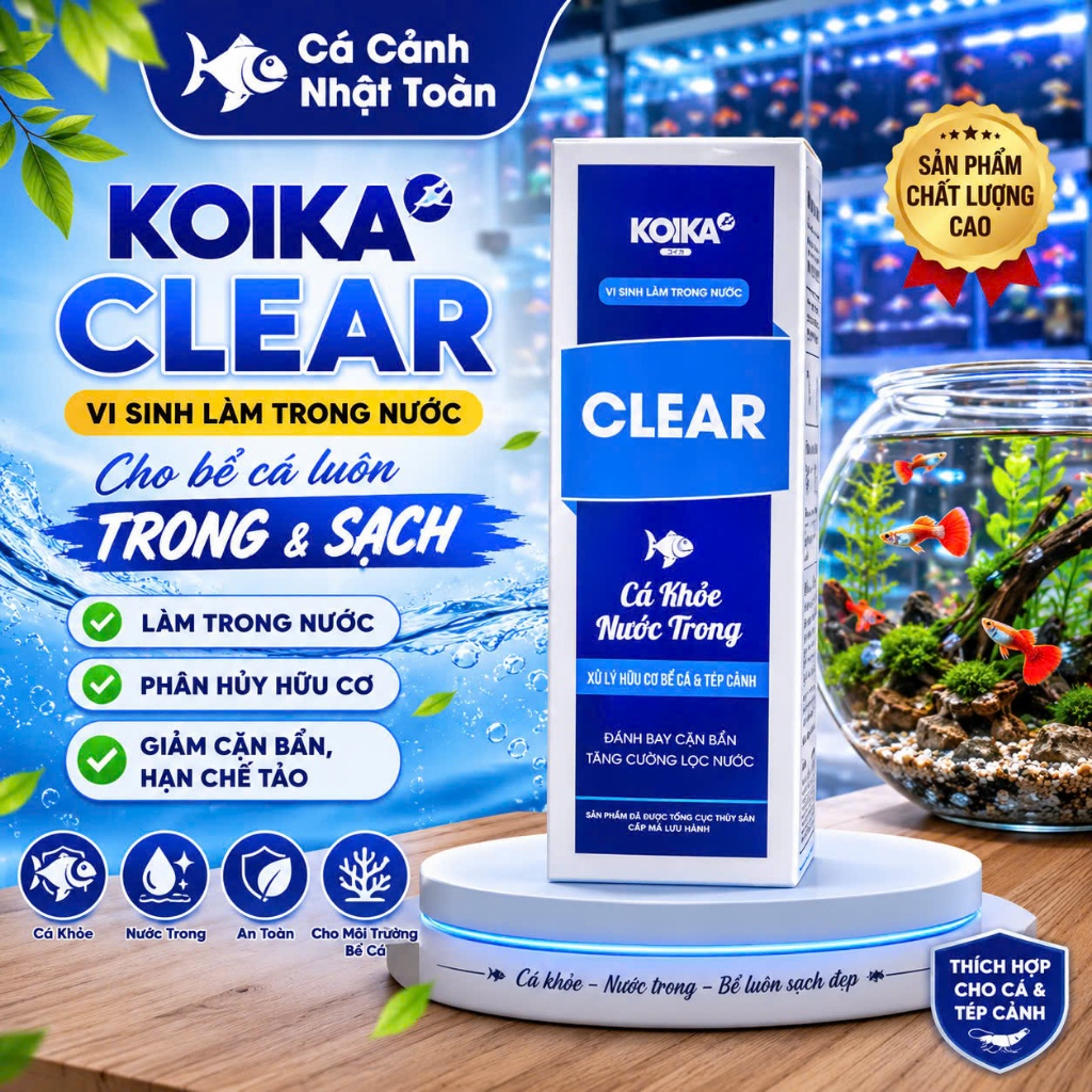 MEN VI SINH CHO CÁ CẢNH CLEAR KOIKA 100ML GIÚP LÀM TRONG NƯỚC