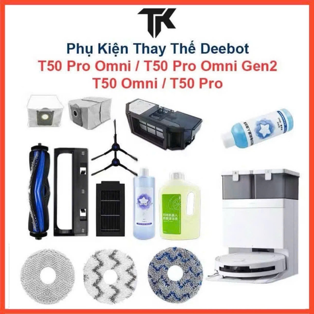 Phụ Kiện Thay Thế Robot Deebot T50 Omni/ T50 Pro/ T50 Pro Omni/ T50 Pro Omni Gen2/ Chổi lăn, Chổi cạ