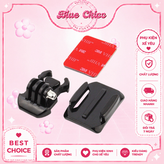 Bộ đế kẹp cố định máy GoPro có miếng keo dán chắc chắn, Đế cong đế bằng.