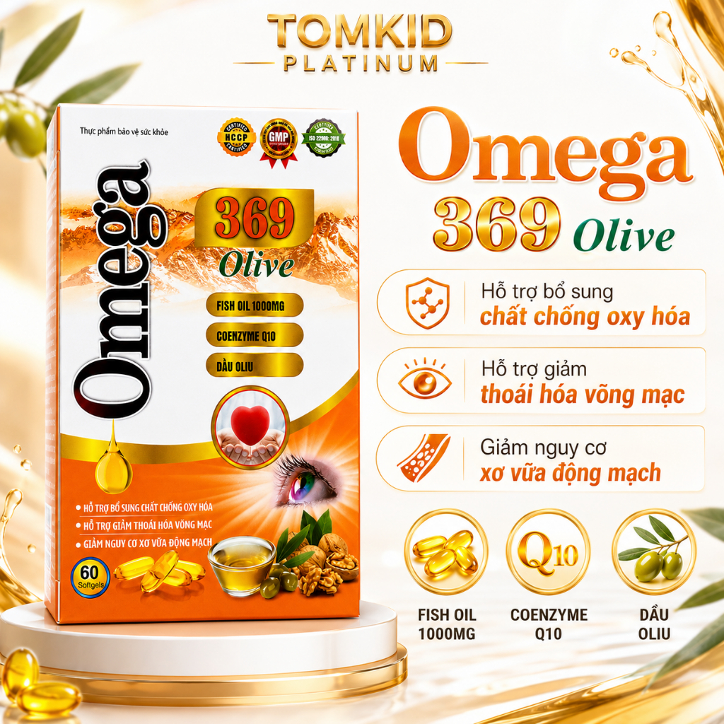 Viên Uống Dầu Cá Omega 369 Olive - Hỗ Trợ Bổ Sáng Mắt, Tốt Cho Tim Mạch & Bổ Sung Chất Chống Oxy Hóa