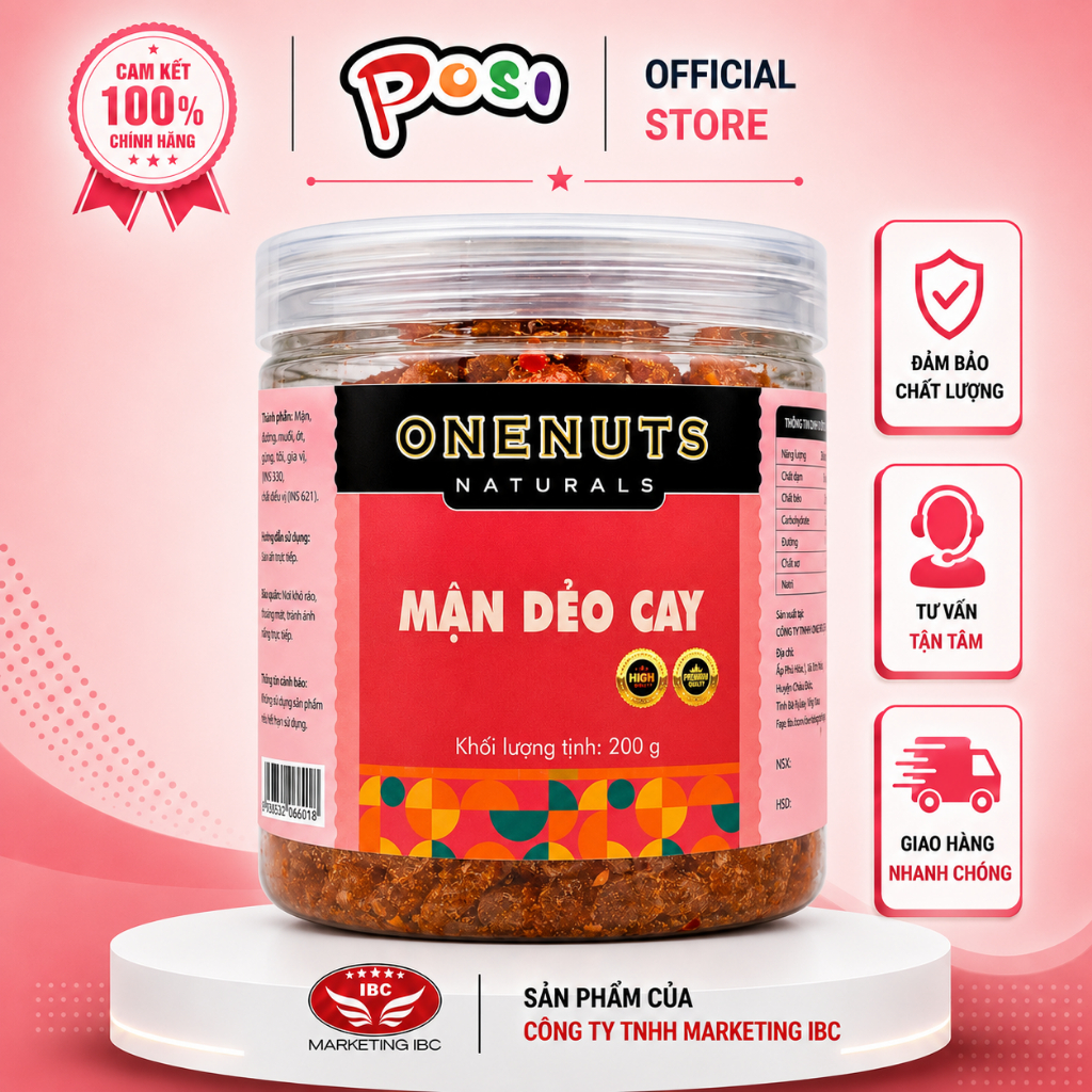 Mận Dẻo Cay ONENUTS 200g – Chua Cay Hấp Dẫn, Dẻo Ngon Khó Cưỡng – Posi Snack Store HCM