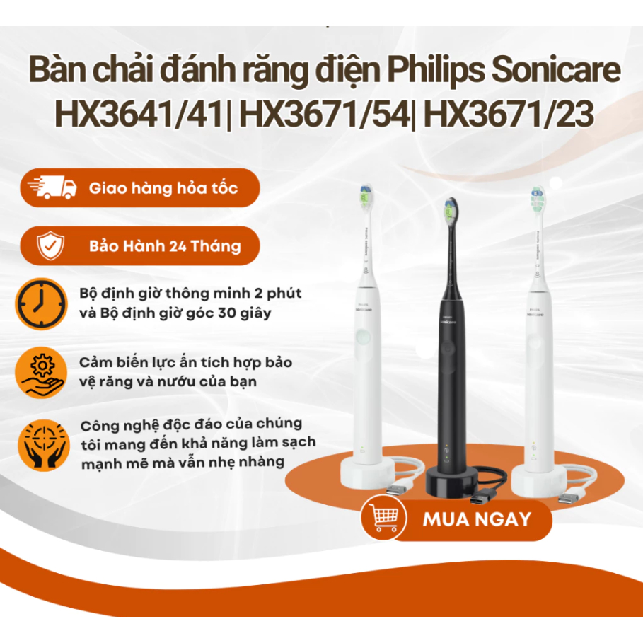 Bàn chải đánh răng điện Philips Sonicare HX3641/41, HX3671/54, HX3671/23 - BH 24 THÁNG