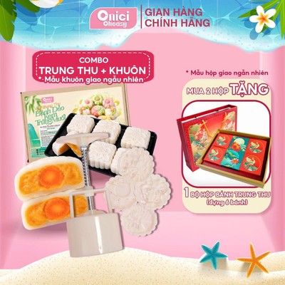 COMBO set làm bánh trung thu dẻo kem trứng muối kèm khuôn tự chọn ONICI thành phẩm 6 bánh (100gr/bánh)