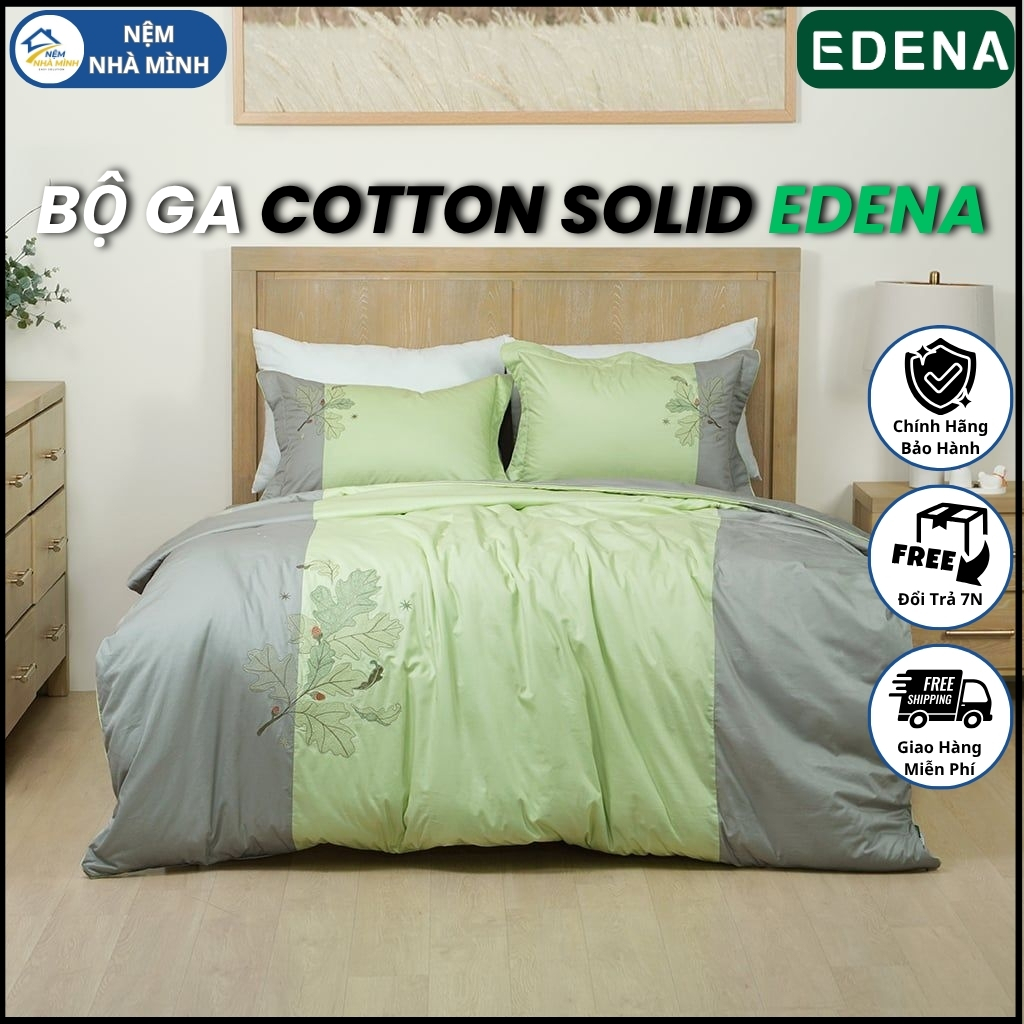 Bộ Ga Cotton Solid Edena Mẫu 389 - Hàng Chính Hãng EDENA