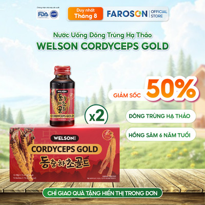 [GIẢM 50%] Nước Uống Đông Trùng Hạ Thảo Welson Cordyceps Gold Hộp 10 Chai x 75ml