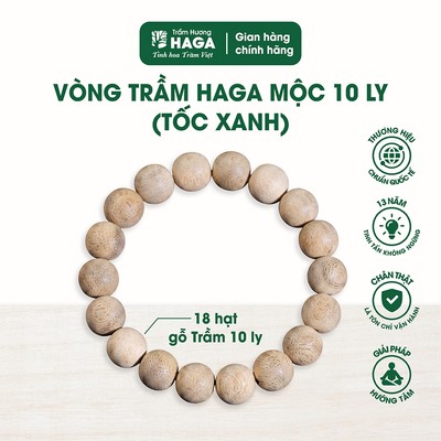 Vòng tay trầm hương HAGA mộc, gỗ trầm nguyên chất, xua đuổi tà khí thu hút tài lộc, thơm trầm dịu nhẹ, 8/10/12/14/16 ly