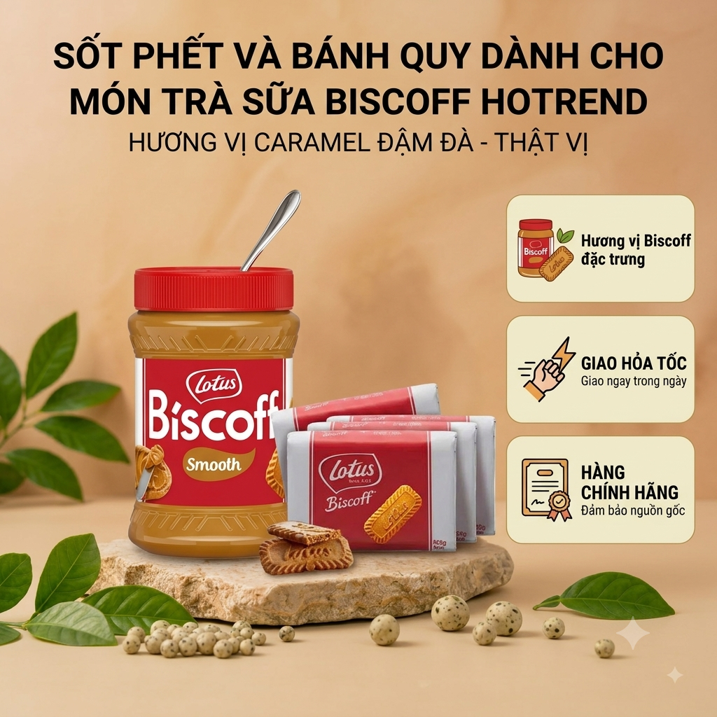 Sốt Phết & Bánh Quy Lotus Biscoff - Nguyên Liệu Trà Sữa Biscoff