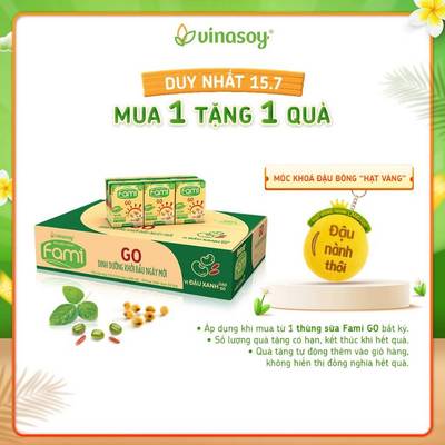 Thùng sữa đậu nành Fami GO vị đậu xanh gạo đỏ hộp 200ml (36 hộp x 200ml)