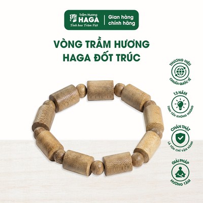 Vòng trầm hương HAGA đốt trúc, trầm hương tự nhiên, không đánh keo/sáp, mùi hương trầm dịu ngọt tự nhiên