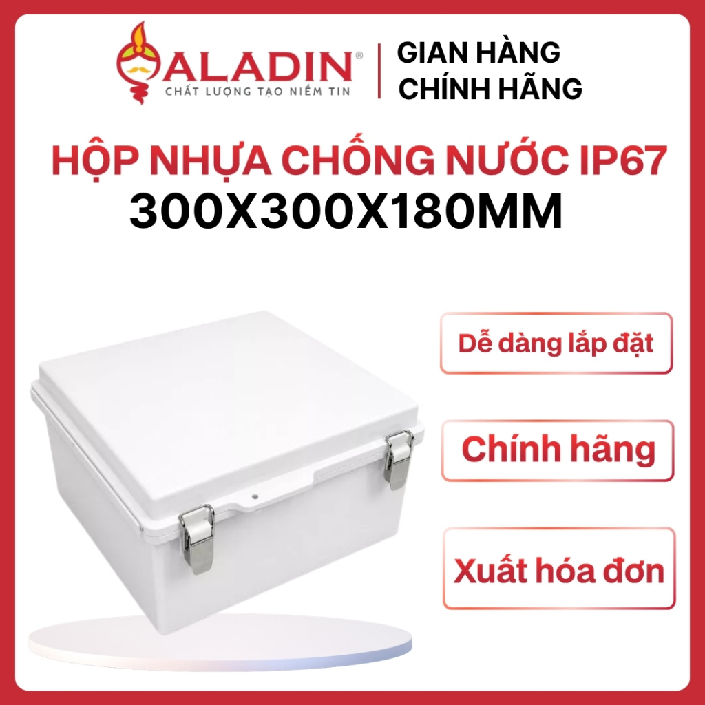 Hộp nhựa chống nước ABS 300×300×180mm chuẩn IP67, có khóa kim loại - JX-303018