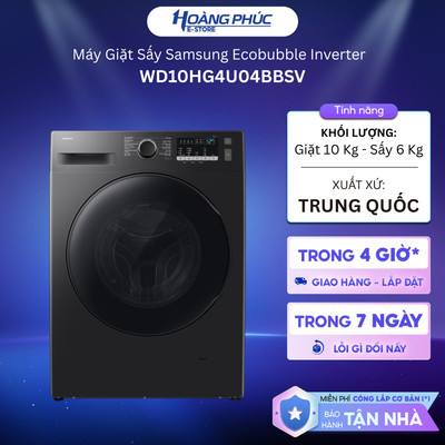 Máy Giặt Sấy Samsung Ecobubble Inverter Giặt 10 Kg - Sấy 6 Kg WD10HG4U04BBSV  {Ship HCM 0Đ}