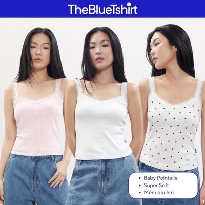 TheBlueTshirt - Áo tank phom dáng Body fit cho nữ - Rose' Pointelle Tank - Women