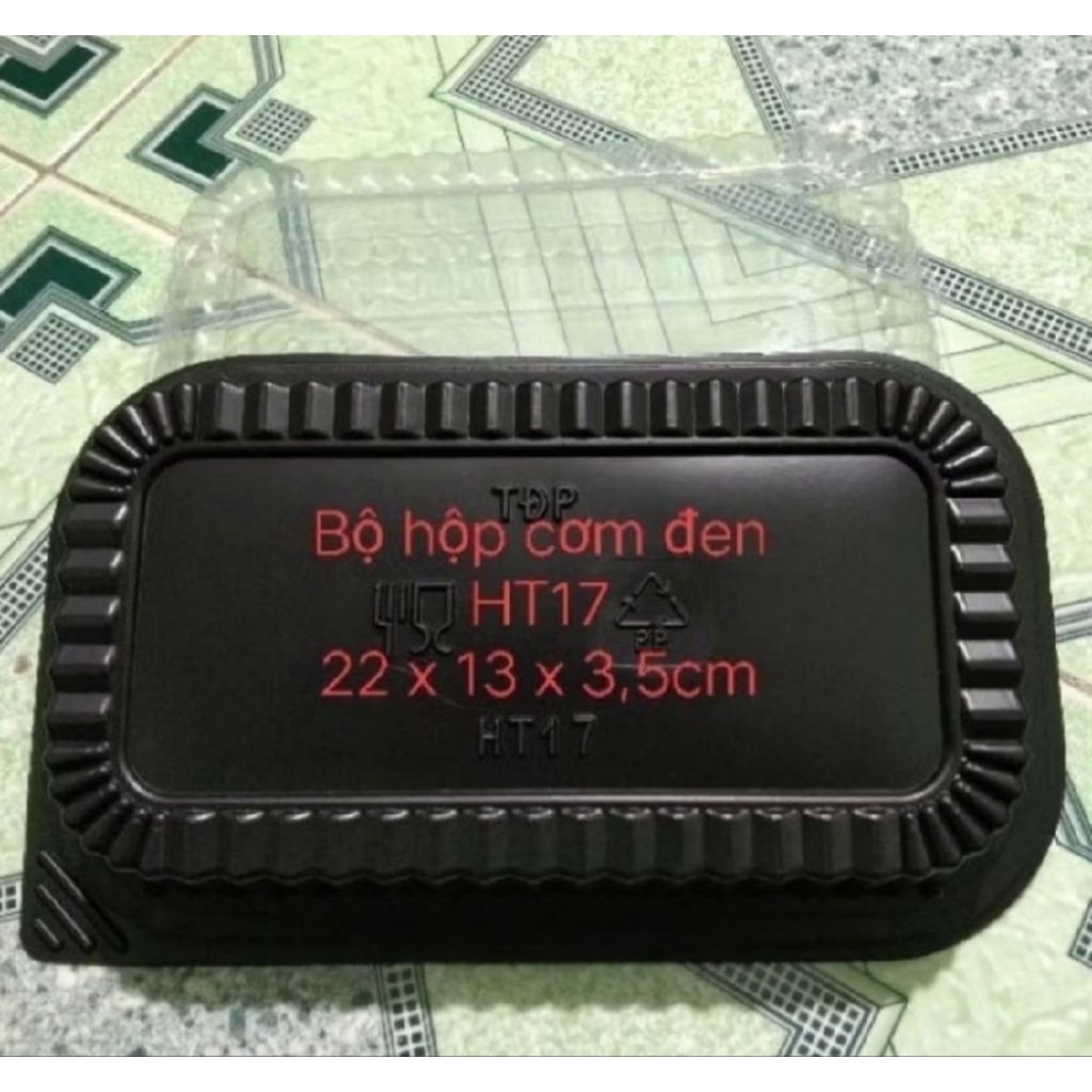 kiện 600 hộp nhựa đế đen ht17 nhựa pet không chịu nhiệt dùng cho đồ nguội