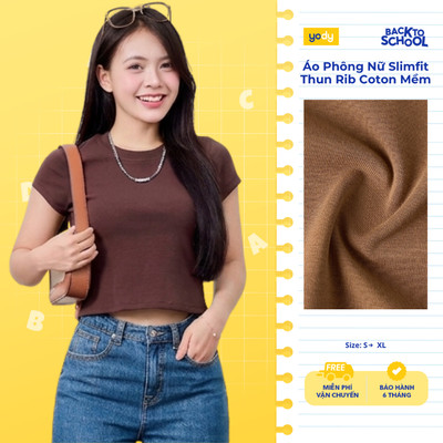 Áo Phông Nữ Yody Slimfit Thun Rib Coton Mềm WCTS26S040