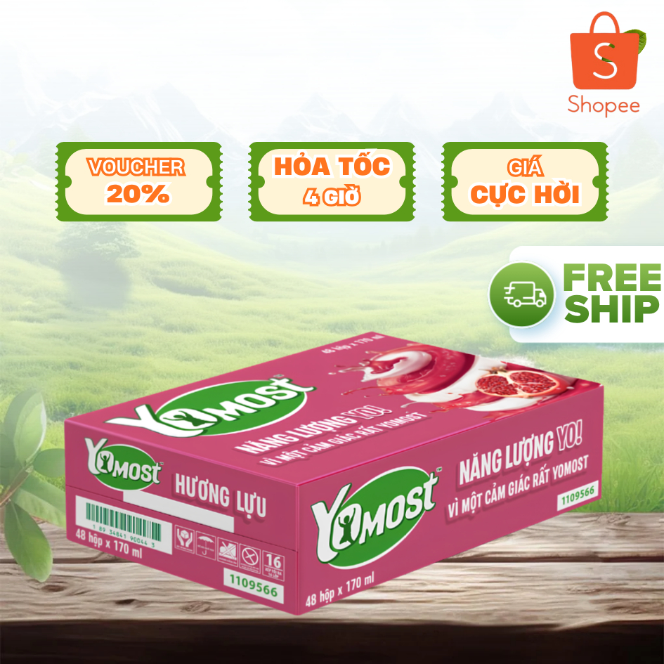 Sữa Chua Uống YoMost Hương Lựu 170ml | Thùng 48 Hộp