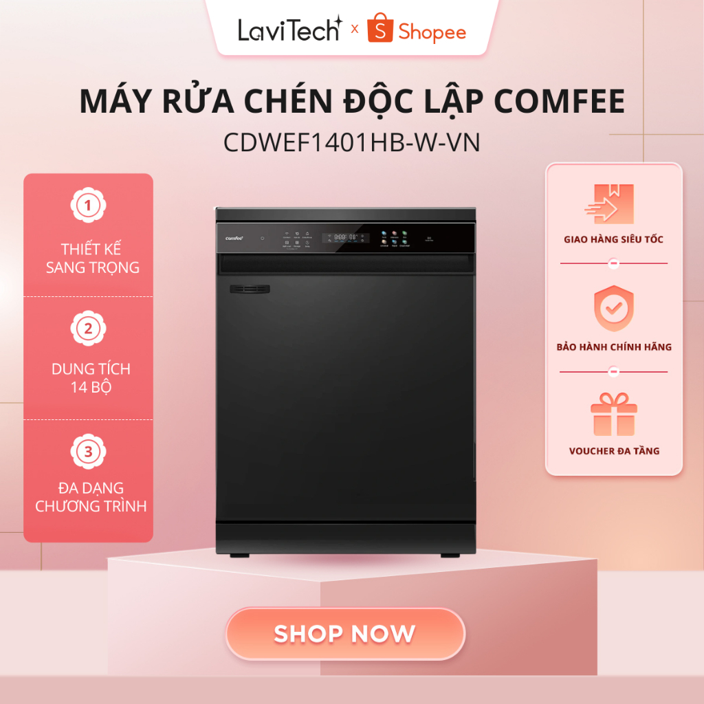 Máy Rửa Chén Độc Lập Comfee CDWEF1401HB-W-VN (14 bộ) - BH 24 Tháng
