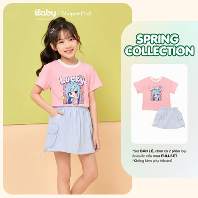[ILABY 10-40kg] Mix set bộ bé gái, áo thun cotton 4 chiều và chân váy túi hộp [4180+3854]