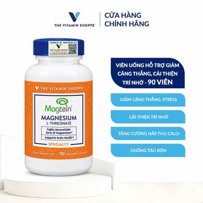 Viên uống hỗ trợ giảm căng thẳng, cải thiện trí nhớ THE VITAMIN SHOPPE Magnesium Threonate 90 viên