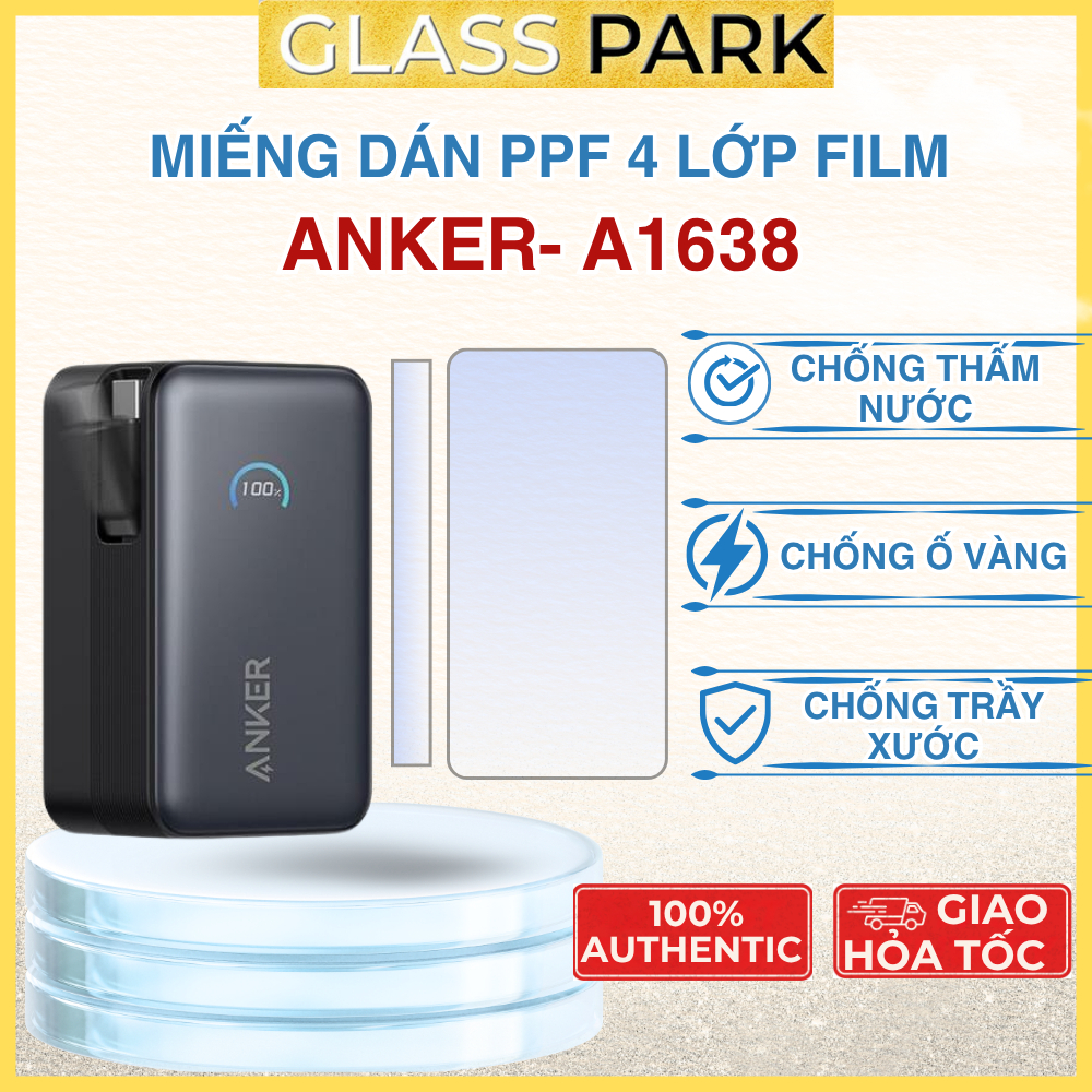 Miếng dán PPF cao cấp 4 lớp film bảo vệ sạc Anker A1638 chống trầy, bền bỉ lâu dài