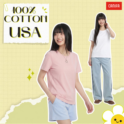 Áo thun nữ basic cộc tay chất liệu cotton mềm mại thấm hút CANIFA 6TS26A003