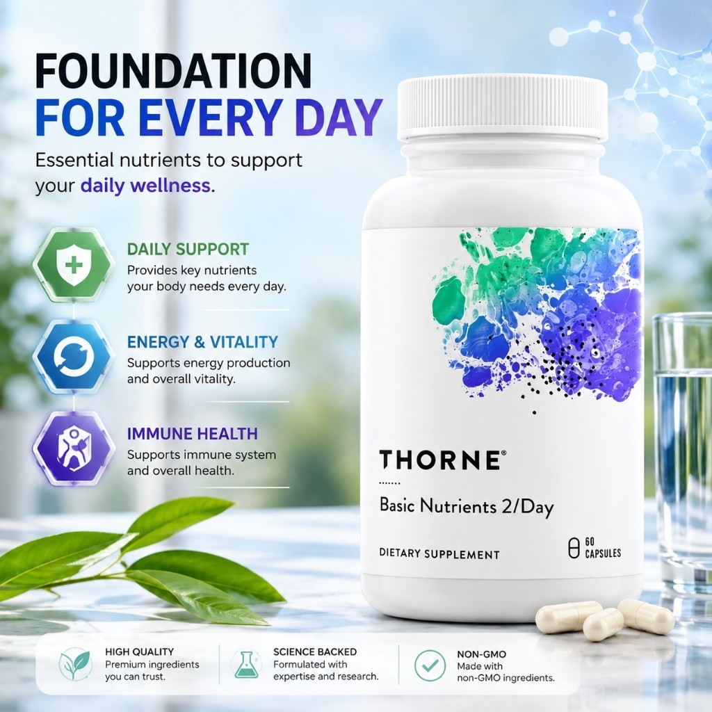 [Hàng Mỹ] Vitamin Tổng Hợp Thorne Basic Nutrients 2/Day 60 Viên – Bổ Sung Dưỡng Chất, Hỗ Trợ Sức Khỏ