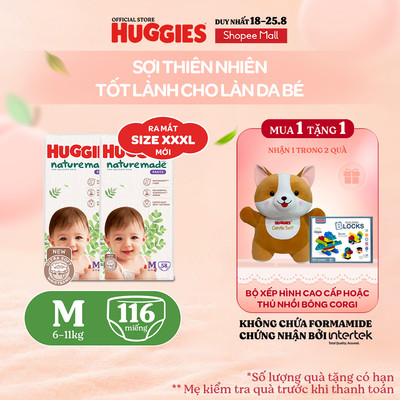 Combo 2 Tã Quần Huggies Platinum Nature Made M58