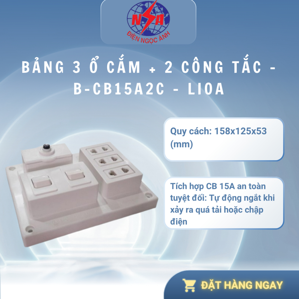 BẢNG ĐIỆN NỔI LiOA - B-CB15A3C; B-CB15A2C; CB 15A + công tắc 1 chiều