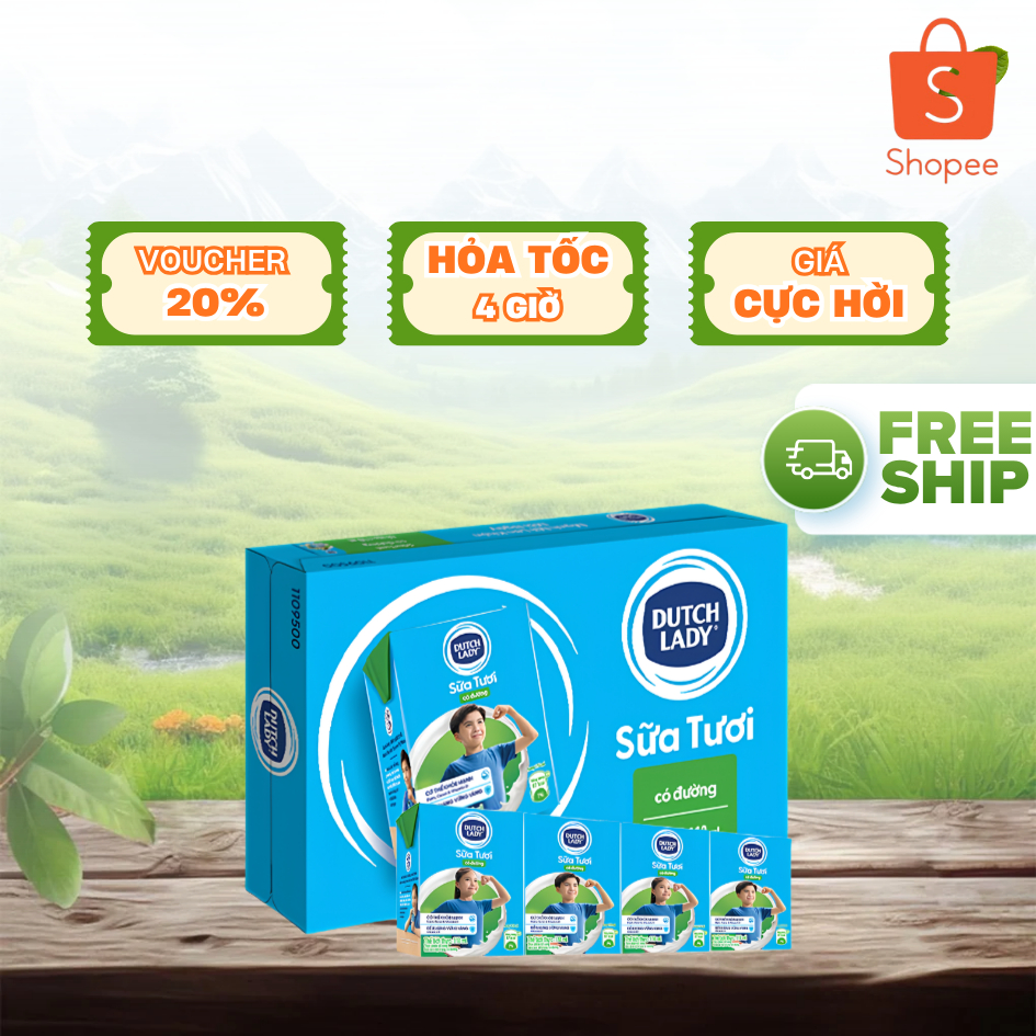 Sữa Tươi Dutch Lady Có Đường 110ml | Thùng 48 Hộp