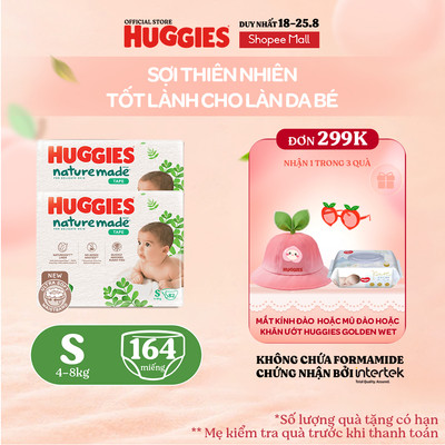 Combo 2 Tã Dán Huggies Nature Made Size S82