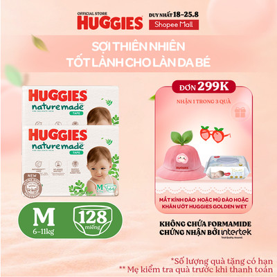 Combo 2 Tã Dán Huggies Nature Made Size M64